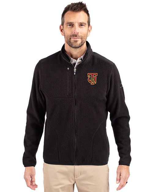 Tuskegee Golden Tigers Cutter & Buck Cascade Eco Fleece Mens Full Zip Jacket Black Front