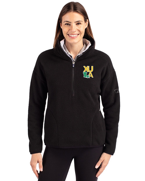 Xavier Gold Rush Cutter & Buck Cascade Eco Fleece Womens Pullover Jacket Black Front