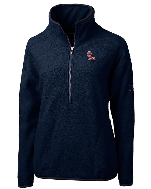 Ole Miss Rebels Cutter & Buck Cascade Eco Fleece Womens Pullover Jacket NVBU_MANN_HG 