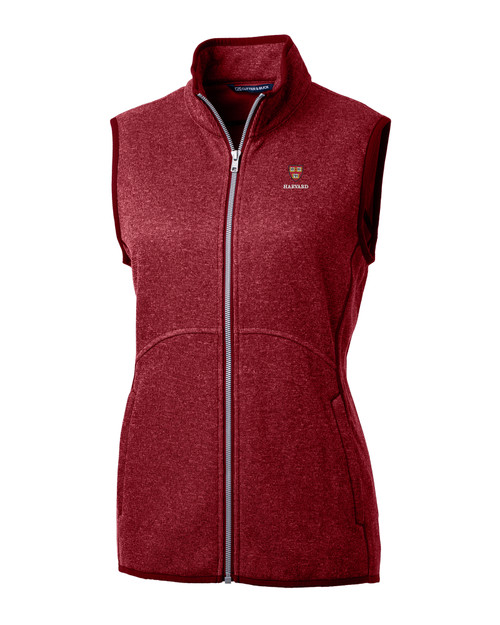 Harvard Crimson Cutter & Buck Mainsail Basic Sweater-Knit Womens Full Zip Vest CRH_MANN_HG 1
