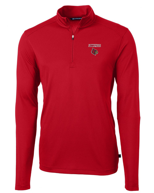 Louisville Cardinals Cutter & Buck Virtue Eco Pique Recycled Quarter Zip  Mens Big & Tall Pullover - Cutter & Buck