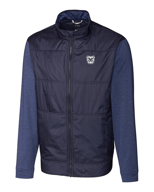 Butler Bulldogs Cutter & Buck Stealth Hybrid Quilted Mens Full Zip Windbreaker Jacket LYN_MANN_HG 