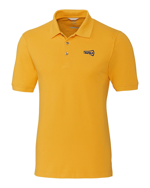 Northern Arizona Lumberjacks Cutter & Buck Advantage Eco Tri-Blend Pique Mens Big and Tall Polo College Gold Mannequin