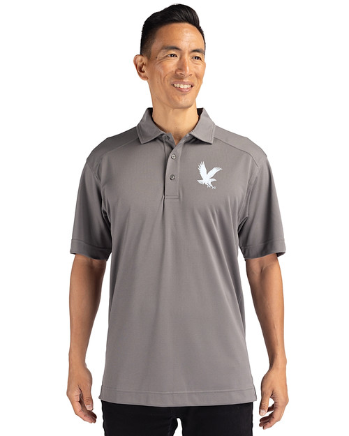 Embry-Riddle Eagles Cutter & Buck CB Drytec Genre Textured Solid Mens Big and Tall Polo Elemental Grey Front