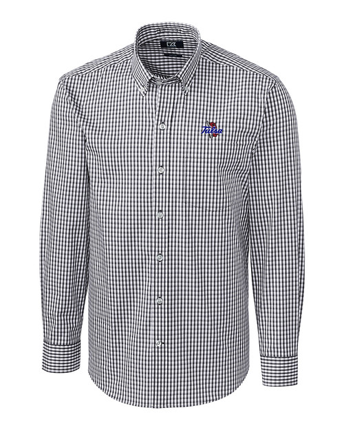 Tulsa Golden Hurricane Cutter & Buck Easy Care Stretch Gingham Mens Long Sleeve Dress Shirt CC_MANN_HG 