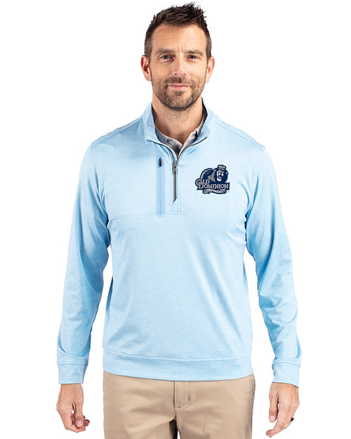Old Dominion Monarchs College Vault - Cutter & Buck Stealth Heathered Quarter Zip Mens Pullover Atlas Light Blue Front