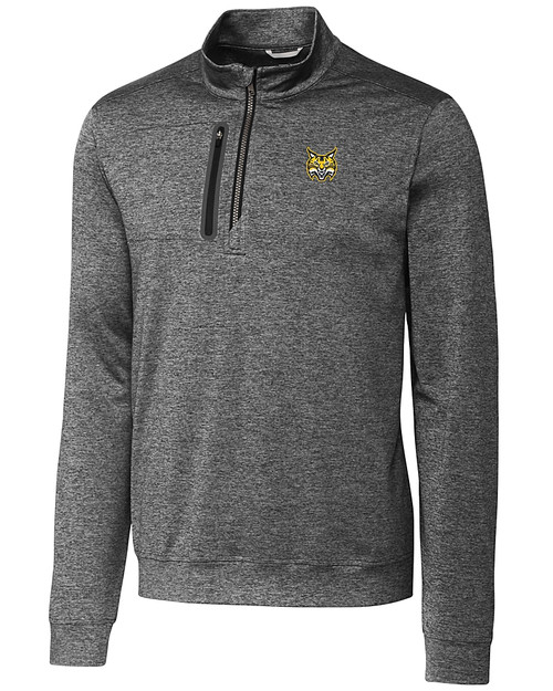 Quinnipiac Bobcats Cutter & Buck Stealth Heathered Quarter Zip Mens Pullover EG_MANN_HG 
