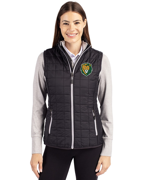 Southeastern Louisiana Lions Cutter & Buck Rainier PrimaLoft® Womens Eco Insulated Full Zip Puffer Vest Black Front