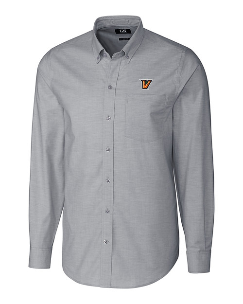 Texas Rio Grande Valley Vaqueros Cutter & Buck Stretch Oxford Mens Long Sleeve Dress Shirt Charcoal Mannequin