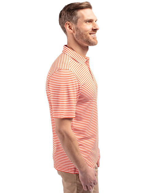Texas Rio Grande Valley Vaqueros Cutter & Buck Virtue Eco Pique Stripe Recycled Mens Big and Tall Polo College Orange Side