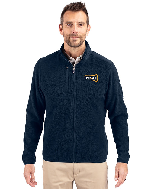 Northern Arizona Lumberjacks Cutter & Buck Cascade Eco Sherpa Mens Big & Tall Fleece Jacket Navy Blue Front