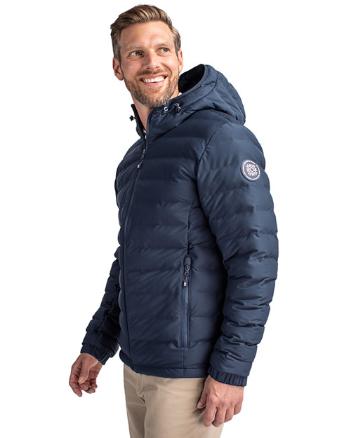 Carolina Panthers Americana Cutter & Buck Mission Ridge   Repreve® Recycled Insulated Puffer Mens Full Zip Jacket Navy Blue Side