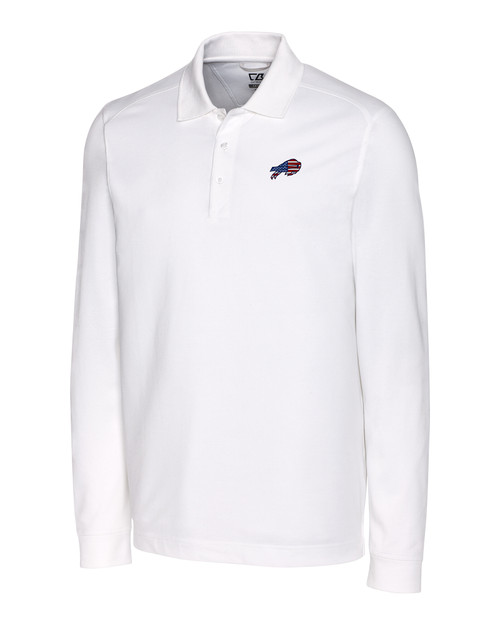 Buffalo Bills Americana Cutter & Buck Advantage Tri-Blend Pique Mens Long Sleeve Polo WH_MANN_HG 1