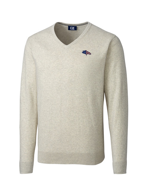Denver Broncos Americana Cutter & Buck Lakemont Tri-Blend Mens V-Neck Pullover Sweater OMH_MANN_HG 1