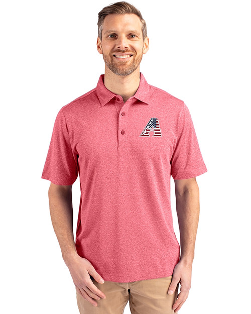 Arizona Diamondbacks Stars & Stripes Cutter & Buck Forge Heathered Stretch Mens Polo Cardinal Red Heather Front