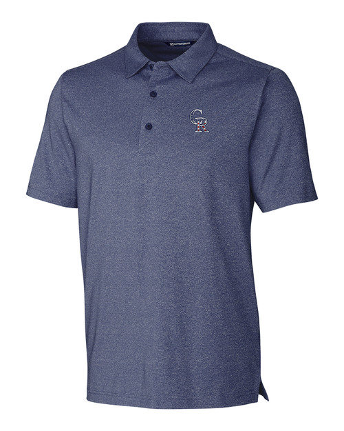 Colorado Rockies Stars & Stripes Cutter & Buck Forge Heathered Stretch Mens Polo IDH_MANN_HG 1