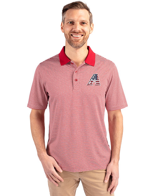 Arizona Diamondbacks Stars & Stripes Cutter & Buck Forge Tonal Stripe Stretch Mens Big and Tall Polo Cardinal Red Front