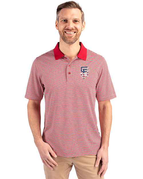 San Francisco Giants Stars & Stripes Cutter & Buck Forge Tonal Stripe Stretch Mens Big and Tall Polo Cardinal Red Front