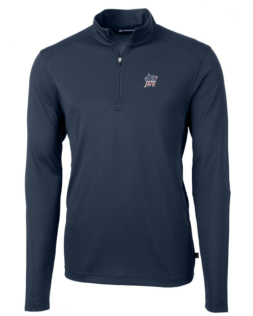 Miami Marlins Stars & Stripes Cutter & Buck Virtue Eco Pique Recycled Quarter Zip Mens Big & Tall Pullover NVBU_MANN_HG 1