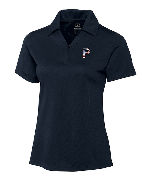 Pittsburgh Pirates Stars & Stripes Cutter & Buck Genre Textured Solid Womens Polo Navy Blue Mannequin