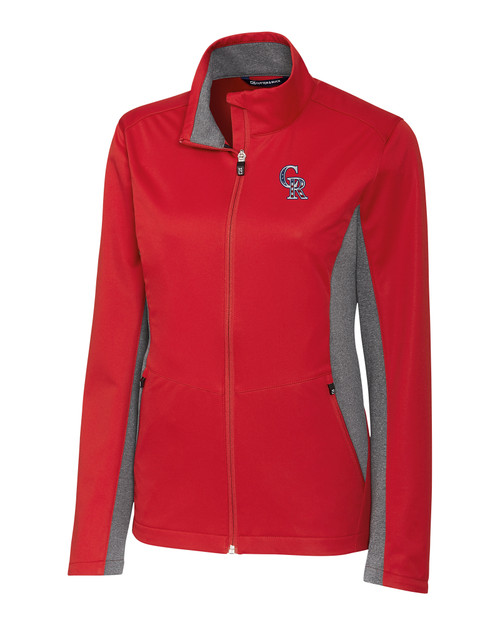 Colorado Rockies Stars & Stripes Cutter & Buck Navigate Softshell Womens Full Zip Jacket CDR_MANN_HG 1