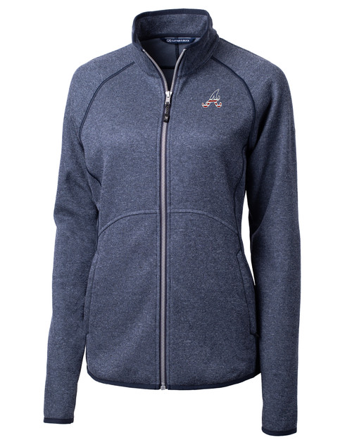 Atlanta Braves Stars & Stripes Cutter & Buck Mainsail Sweater-Knit Womens Full Zip Jacket LNH_MANN_HG 1