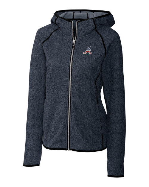 Atlanta Braves Stars & Stripes Cutter & Buck Mainsail Sweater-Knit Hoodie Womens Full Zip Jacket LNH_MANN_HG 1