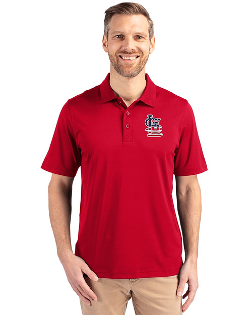 St. Louis Cardinals Stars & Stripes Cutter & Buck Forge Stretch Mens Polo Cardinal Red Front