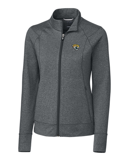 Jacksonville Jaguars Cutter & Buck Shoreline Heathered Womens Full Zip Jacket Charcoal Heather Mannequin