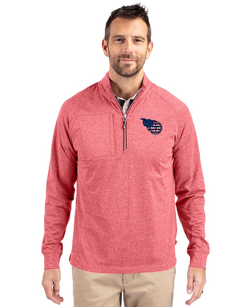 Tennessee Titans Americana Cutter & Buck Adapt Eco Knit Heather Mens Big & Tall Quarter Zip Pullover Cardinal Red Heather Front
