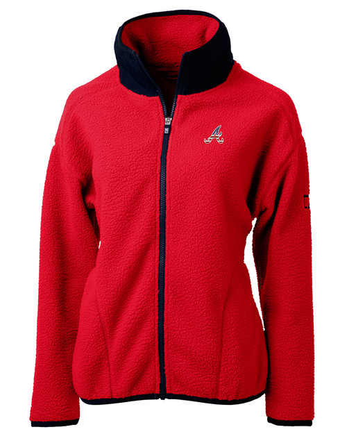 Atlanta Braves Stars & Stripes Cutter & Buck Cascade Eco Sherpa Womens Fleece Jacket RDNV_MANN_HG 1