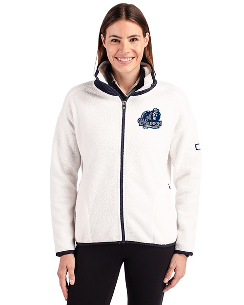 Old Dominion Monarchs College Vault - Cutter & Buck Cascade Eco Fleece Womens Full Zip Jacket Shell/Navy Blue Front