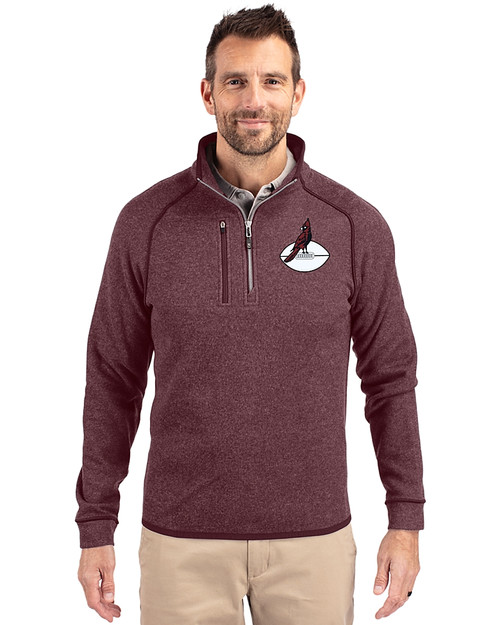 Arizona Cardinals Historic Cutter & Buck Mainsail Sweater-Knit Mens Half Zip Jacket Bordeaux Heather Front