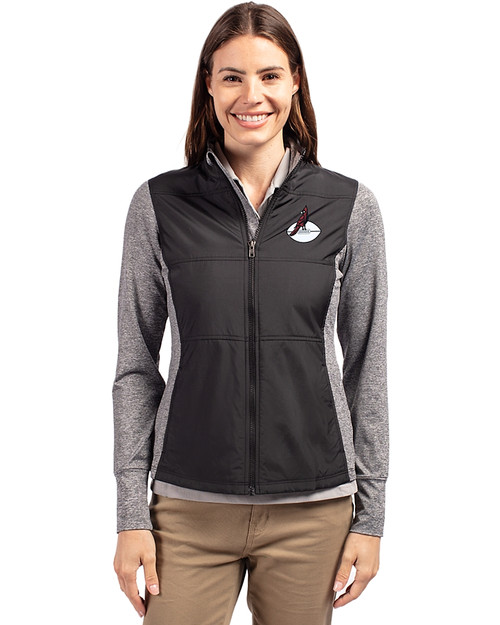 Arizona Cardinals Historic Cutter & Buck Stealth Recycled Hybrid Quilted Womens Windbreaker Jacket Black Front