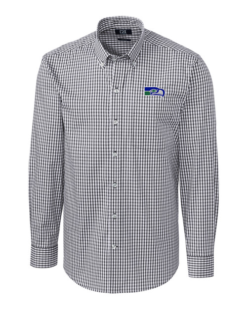 Seattle Seahawks Historic Cutter & Buck Easy Care Stretch Gingham Mens Big and Tall Long Sleeve Dress Shirt CC_MANN_HG 1