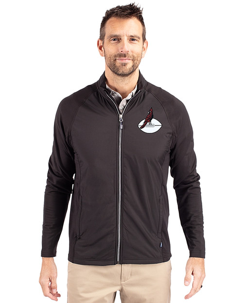 Arizona Cardinals Historic Cutter & Buck Adapt Eco Knit Hybrid Recycled Mens Big & Tall Full Zip Jacket Black Front