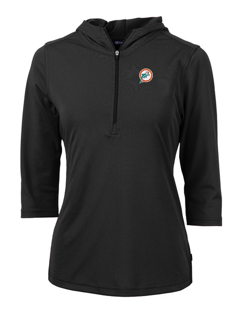 Miami Dolphins Historic Cutter & Buck Virtue Eco Pique Recycled Half Zip Pullover Womens Hoodie BL_MANN_HG 1
