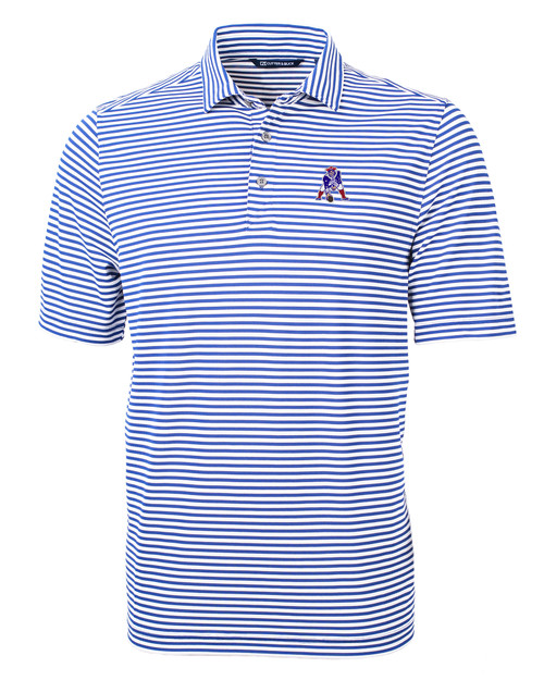 New England Patriots Historic Cutter & Buck Virtue Eco Pique Stripe Recycled Mens Polo CEN_MANN_HG 1