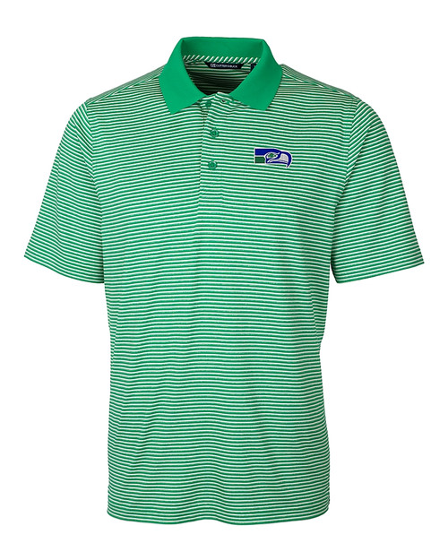 Seattle Seahawks Historic Cutter & Buck Forge Tonal Stripe Stretch Mens Big and Tall Polo Kelly Green Mannequin