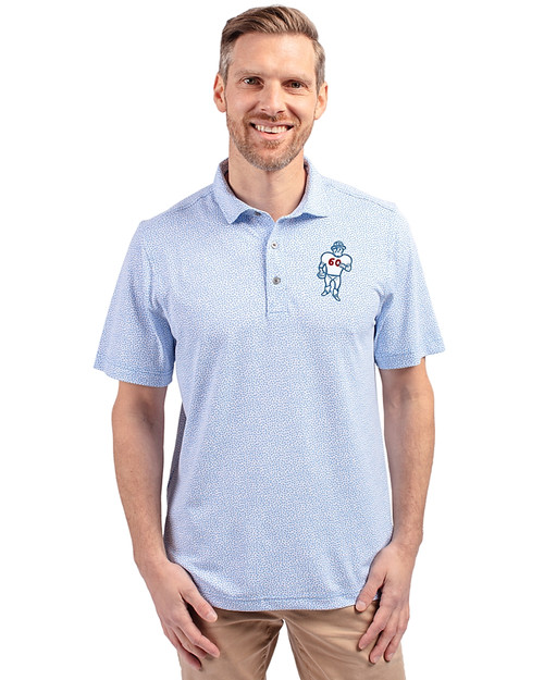 Tennessee Titans Historic Cutter & Buck Virtue Eco Pique Botanical Print Recycled Mens Polo Atlas Light Blue Front