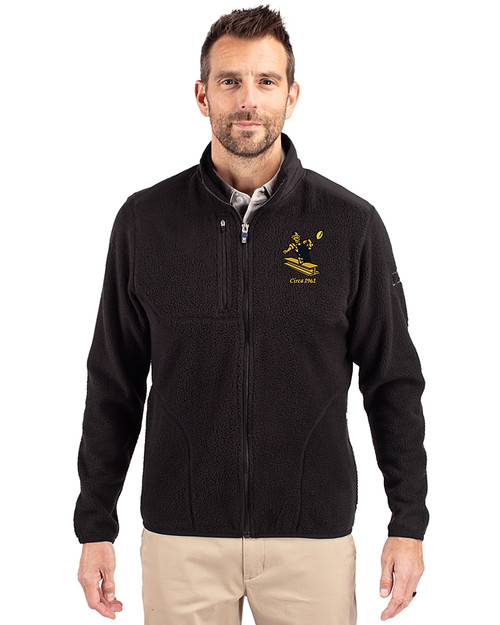 Pittsburgh Steelers Historic Cutter & Buck Cascade Eco Fleece Mens Full Zip Jacket Black Front