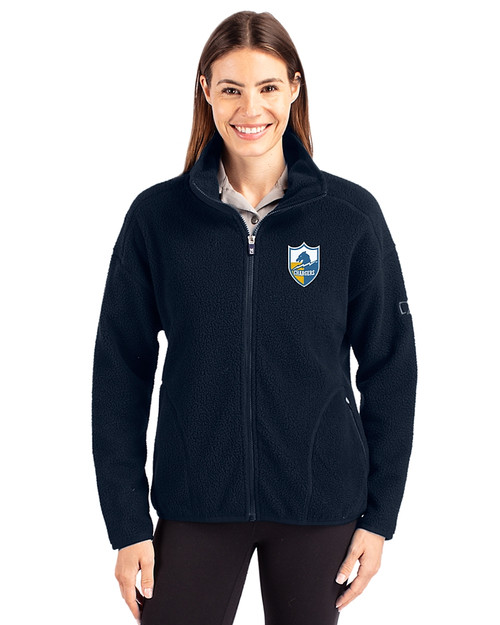 Los Angeles Chargers Historic Cutter & Buck Cascade Eco Fleece Womens Full Zip Jacket Navy Blue Front