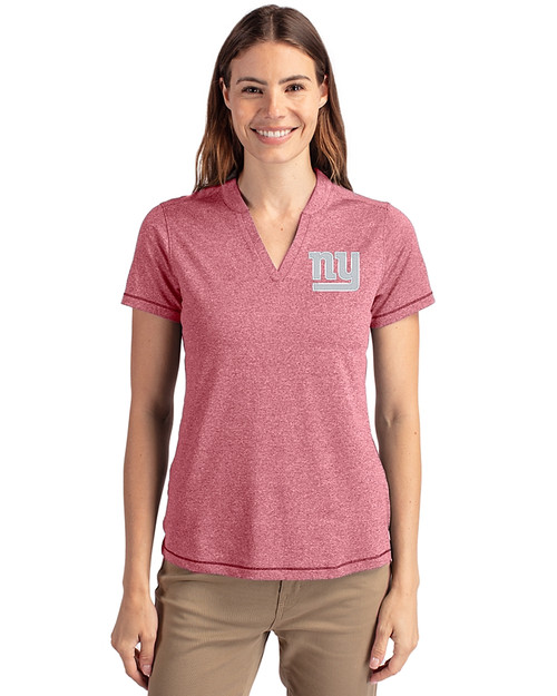 New York Giants Cutter & Buck Forge Eco Heathered Stretch Womens Blade Top Cardinal Red Heather Front