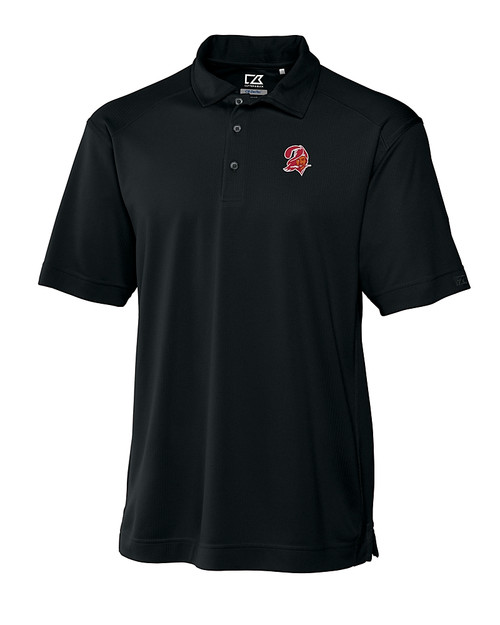 Tampa Bay Buccaneers Historic Cutter & Buck Genre Textured Solid Mens Polo Black Mannequin