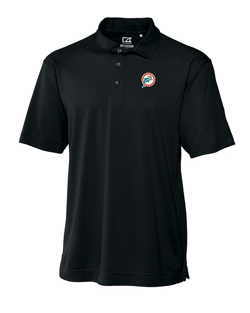 Miami Dolphins Historic Cutter & Buck Genre Textured Solid Mens Polo Black Mannequin