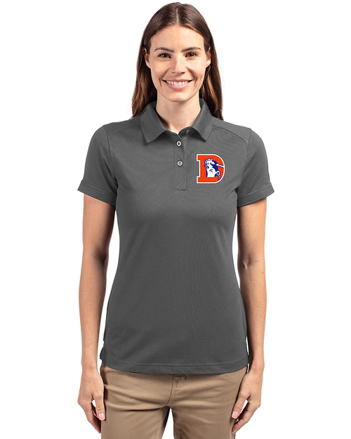 Denver Broncos Historic Cutter & Buck Advantage Recycled Cotton-Blend Pique Womens Polo Elemental Grey Front