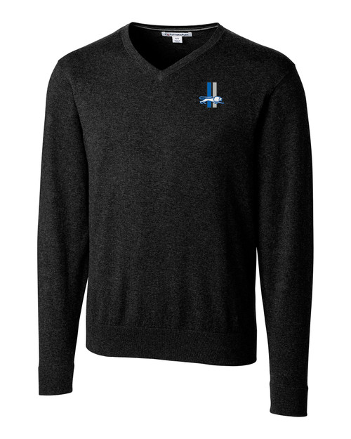 Detroit Lions Historic Cutter & Buck Lakemont Tri-Blend Mens V-Neck Pullover Sweater BL_MANN_HG 1