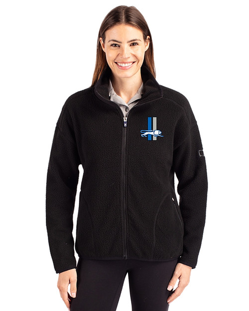 Detroit Lions Historic Cutter & Buck Cascade Eco Fleece Womens Full Zip Jacket Black Front