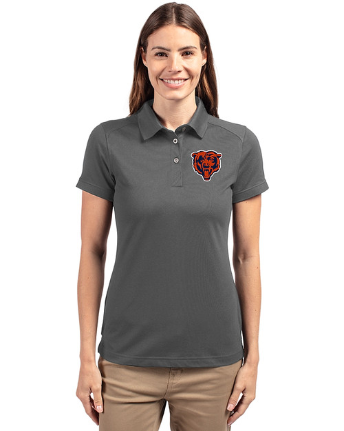 Chicago Bears Historic Cutter & Buck Advantage Eco Tri-Blend Pique Womens Polo Elemental Grey Front