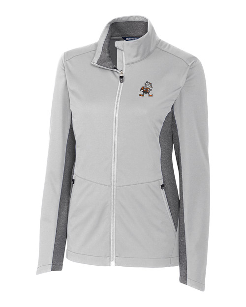 Cleveland Browns Historic Cutter & Buck Navigate Softshell Womens Full Zip Jacket POL_MANN_HG 1